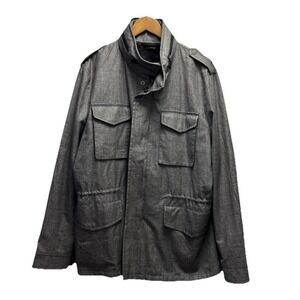 Tom Ford NEW $3,590 Mens 56 Gray Full Zip Linen/Wool/Silk Hooded Military Jacket